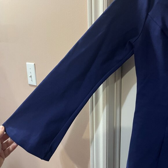 Anthropologie by Maeve Long-Sleeve Scoop-Neck Mini Shift Dress Blue Stretch Med - Picture 3 of 10